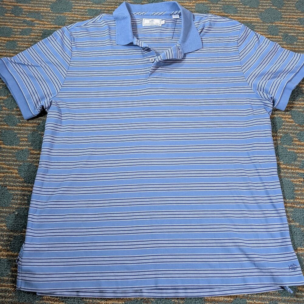 Southern Tide Short Sleeve Polo Shirt Men's Extra Large Classic Striped Blue XL